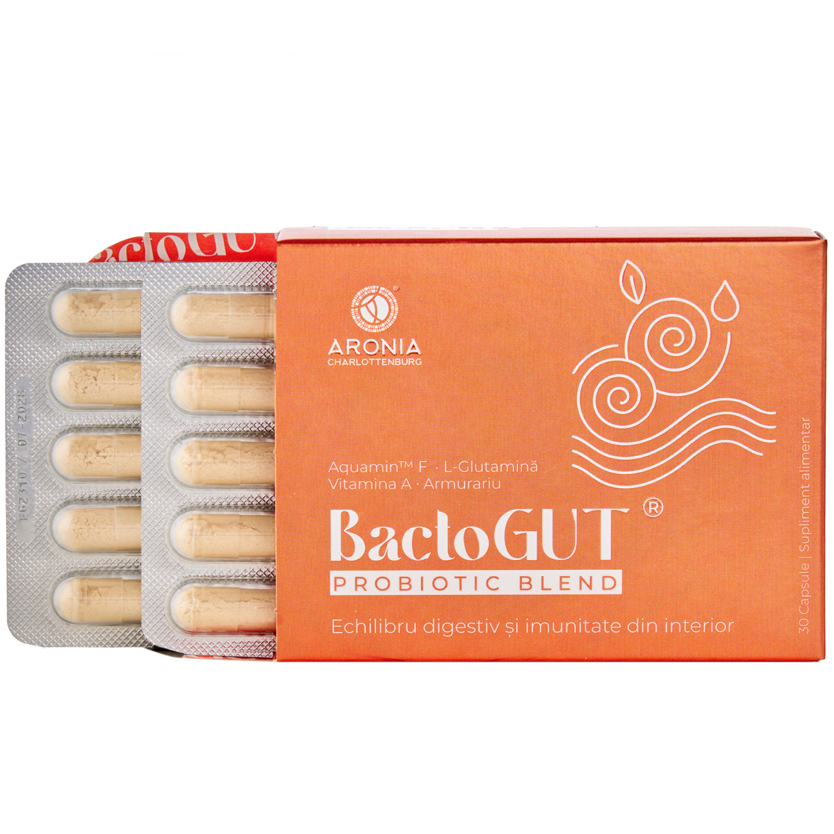 BactoGUT® — formulă premium pentru digestie echilibrată și imunitate puternică, cu probiotice, prebiotice, plante și nutrienți esențiali